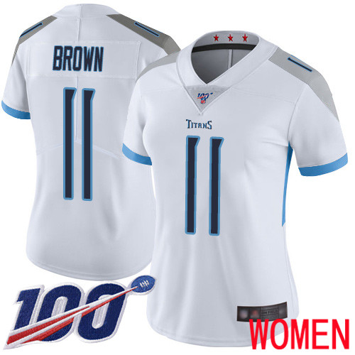 Tennessee Titans Limited White Women A.J. Brown Road Jersey NFL Football 11 100th Season Vapor Untouchable